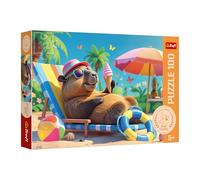 Trefl The Treflik Family, Rilassamento in stile capibara 100 pezzi-Puzzle colorati con animali, intrattenimento creativo, divertimento per bambini dai 5 anni in su, Multicolore, 16537