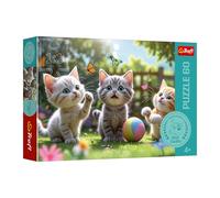 Trefl - The Treflik Family, Tre gattini - Puzzle da 60 pezzi - Puzzle colorati con gattini, intrattenimento, divertimento per bambini dai 4 anni in su