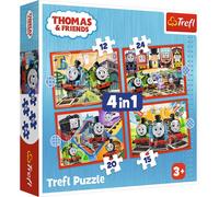 Trefl - Thomas & Friends, L'anticonformista Tom - Puzzle 3in1, da 12 a 24 Pezzi - Puzzle con i Personaggi Delle Fiabe di Tom e Degli Amici, Vari Livelli, per Bambini dai 3 anni in su