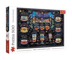 Trefl - Time For Coffee, Angelo Bonito - Puzzle 500 Pezzi - Puzzle per Gli Amanti Del Caffè, Tipi Di Caffè, Fai Da Te, Intrattenimento Creativo, Puzzle Classico per Adulti e Bambini dai 10 Anni In Su
