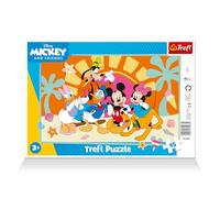 Trefl - Topolino e amici, Topolino curioso - Puzzle con cornice per bambini piccoli, 15 pezzi grandi, cornice e tappetino rigido, per bambini dai 3 anni in su