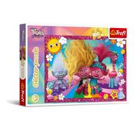Trefl Trolls Band Together, Troll Glitter-Puzzle 100 Pezzi - Puzzle glitterato con pony, intrattenimento creativo, gioco per bambini dai 5 anni in su