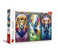 Trefl 1000 pezzi-Un puzzle che raffigura una bellissima vetrata artistica con animali esotici, per adulti e bambini dai 14 anni in su, Multicolore, 10957