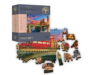 Trefl- Woodcraft 500 + 1 Elementi, Artigianato Ligneo, Forme Irregolari, Figure di Monumenti E Simboli Inglesi, per Adulti E Bambini dai 12 Anni Puzzle, Colore Palazzo di Westminster, Big Ben, Londra