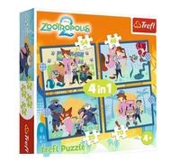 Trefl - Zootopia 2, Zootopia piena di avventure - 4 puzzle, da 35 a 70 pezzi - vari livelli di difficoltà, puzzle colorati con personaggi delle fiabe, divertimento per bambini dai 4 anni in su