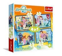 Trefl - Zootopia 2, Zootopia piena di avventure - 4 puzzle, da 35 a 70 pezzi - vari livelli di difficoltà, puzzle colorati con personaggi delle fiabe, divertimento per bambini dai 4 anni in su