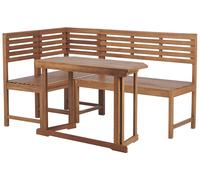 Beliani Mobili da balcone modulari Set panca d'angolo Tavolo pieghevole in legno di acacia
