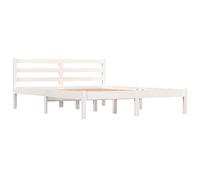 TREISL Adulti Strutture Letto 195,5x145,5x69,5 cm Bianco Legno Massello di Pino Moderno Giroletto con Testiera Camera da Letto Telaio del Letto | Non Incluso Materasso Adeguato 140x190 cm
