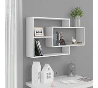 TREISL Salotto Mensole a Muro Bianco Lucido 104x20x58,5 cm in Truciolato Mensola a Parete Funzione Decorativa Ufficio Ingresso Ripiano Espositivo Corridoio per Esporre Libri Premi