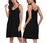 Trek Forte Donna Sleepwear Senza Maniche, Camicie da Notte in Morbido Cotone, Abito da Notte Corto con Collo a V