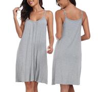 Trek Forte Donna Sleepwear Senza Maniche, Camicie da Notte in Morbido Cotone, Abito da Notte Corto con Collo a V