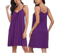 Trek Forte Donna Sleepwear Senza Maniche, Camicie da Notte in Morbido Cotone, Abito da Notte Corto con Collo a V