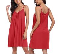 Trek Forte Donna Sleepwear Senza Maniche, Camicie da Notte in Morbido Cotone, Abito da Notte Corto con Collo a V