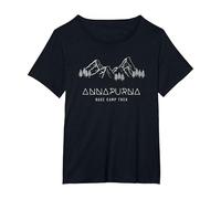 Trekking Minimalista del Nepal Mountain Annapurna Base Camp Maglietta, Donna Plus-Size, Nero, 6X