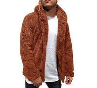 Trekking Uomo - Abrigo cálido de forro Polar con Capucha para Hombre, Abrigo holgado de Manga Larga de Color sólido para Invierno con botón (Coffee, L)