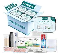 Trektote Bulk Hygiene Kit per uomini e donne - (50 pezzi) Set di articoli da toeletta da viaggio, conforme TSA, elementi essenziali da viaggio, include shampoo e balsamo, bagnoschiuma, borsa da
