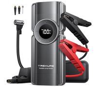 TREKURE Avviatore Emergenza per Auto con Compressore 150PSI, 5000A Starter Batteria Auto 12V per 9.0L Benzina e 8.0L Diesel Motori, Booster Avviamento Auto con Torcia, Ricarica USB
