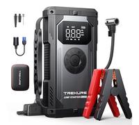 TREKURE Booster Avviamento Auto con Compressore, 5000A Avviatore Emergenza per Auto (Per Tutti i Motori Benzina o 10.L Diesel), Starter Batteria Auto con Torcia, 160W CC, Ricarica USB