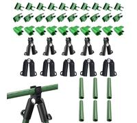 Trellis Connectors Kit - Adjustable Plant Support Clamps for Garden Stakes & Steel Pipes | PVC Coated A/B Fork Connectors & Pressure Molded Clips | Gardening Supplies for Vegetable Greenhouse