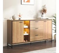 Trelomix Credenza con TRE Cassetti, Squisite venature Credenza moderna in colore legno con ripiani - mobili eleganti e funzionali, colore nero e legno.