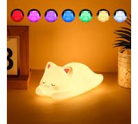 Tremdwoto Lampada Gatto luce notturna bambini ，7 Colori carica usb luce notturna，1/3 di ora Timer dimmerabile lucina notte bambini，Decorazione della camera dei bambi，Regali per ragazze e ragazzi