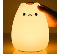 Tremdwoto luce notturna bambini lampada gatto,7 Colore silice lampada gatto led,Ricarica USB lucina notte bambini Come decorazione carinodella stanza per bambini, regalo per ragazzi e ragazze