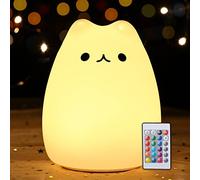 Tremdwotoluce notturna bambini lampada gatto,Luce Notturna Per Bambini Con Telecomando, Lampada Per Bambini a 7 Colori Che Cambia Colore，Luce notturna portatile ricaricabile USB, regalo per bambini