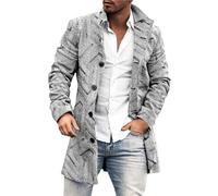 Trench a Vento Uomo Caldo Viaggi Giubbotto in Tweed Taglie Forti Giacca Manica Lunga Media Lunghezza Slim Fit Trench Lungo da Uomo Lana Nuovi Lungo Casual Cappotto Classico Mezze Stagioni Business