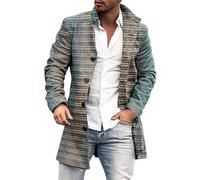Trench a Vento Uomo Caldo Viaggi Giubbotto in Tweed Taglie Forti Giacca Manica Lunga Media Lunghezza Slim Fit Trench Lungo da Uomo Lana Nuovi Lungo Casual Cappotto Classico Mezze Stagioni Business