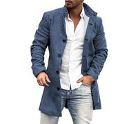 Trench a Vento Uomo Caldo Viaggi Giubbotto in Tweed Taglie Forti Giacca Manica Lunga Media Lunghezza Slim Fit Trench Lungo da Uomo Lana Nuovi Lungo Casual Cappotto Classico Mezze Stagioni Business