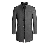 Trench a Vento Uomo Elegante Taglie Forti Capispalla Lana Caldo Cappotto Manica Lunga Doppio Petto Classico Trench Lungo da Uomo in Tweed Nuovi Ufficio Casual Giubbotto Slim Fit Mezze Stagioni Viaggi