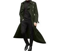 Trench Cappotto lungo da uomo Elagante con cintura, tinta unita, cappotto di mezza stagione, con bottoni, risvolti, giacca a vento sottile, giacca a vento leggera, semplicità, per il tempo libero