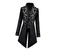 Trench Coat Da Uomo Medievale Con Frac Steampunk Con Bavero Nero XL