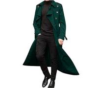 Trench Coat - Giacca a vento lunga da uomo, in tinta unita, con colletto rovesciato, a maniche lunghe, per le mezze stagioni, business, tempo libero, doppiopetto, Verde menta, XL