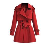 Trench corto da donna in stile coreano con risvolto autunnale giacche cappotto, Cina Rosso (Primavera), S