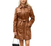 Trench Da Donna Cappotto In Similpelle Lungo 3/4 Soprabito A Trapezio con Cintura Giacca Aderente Elegante Cappotto Da Marinaio con Cintura Giacca A Vento Alla Moda per Il Tempo Libero per Donna Cam