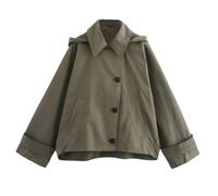 Trench da donna con cappuccio a maniche lunghe con risvolto, Esercito En8, M