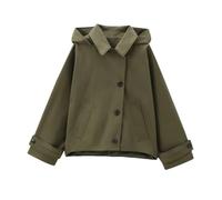 Trench da donna con cappuccio a maniche lunghe con risvolto monopetto giacca corta, Esercito En8, M