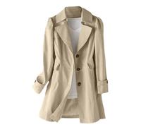 Trench da donna di media lunghezza,Cappotto Classico Antivento Giacca Cappotto Lungo Elegante Softshell Coat Calda con Tasche Traspirante Caldo leggero Soprabito per Esterni