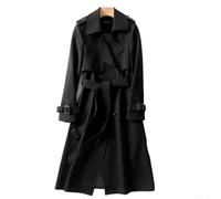 Trench da donna di media lunghezza, vestibilità ampia, a maniche lunghe | Giacca a vento tinta unita da ufficio da donna, casual, per tutti i giorni, streetwear, quattro stagioni, verde, nero, kaki