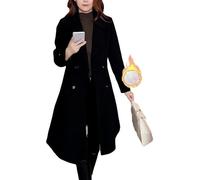 Trench da Donna Elegante Monopetto con Risvolto Cappotto di Media Lunghezza Imbottito Blazer Ispessito Cappotto con Colletto da Donna Casual Moda Versatile Cappotto da Strada (Nero,XXL)