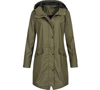 Trench da donna impermeabile, impermeabile da donna, con cappuccio, con cerniera, antivento, con tasca, per escursionismo, impermeabile, con cappuccio, giacca softshell da donna, Verde militare, 5XL