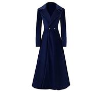 Trench da donna in velluto gotico a maniche lunghe con risvolto vintage lungo cardigan cappotto Steampunk autunno inverno cappotti caldi, Blu, S