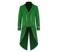 Trench da uomo classico a coda di rondine, vintage, gotico, steampunk, costume per cosplay, Halloween, feste, verde, S