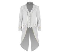 Trench da uomo classico a coda di rondine, vintage, gotico, steampunk, costume per cosplay per feste di Halloween, colore bianco, XL