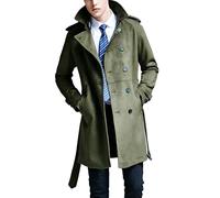 Trench da uomo in pelle scamosciata marrone verde grigio caldo - cappotto di variazione di colore per l'inverno, Verde, S