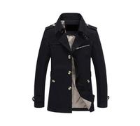Trench da uomo primavera/autunno: giacca a vento elegante con classico collo alto, di media lunghezza, calda e versatile, ideale per essere indossata all'aperto. Vestibilità como(Size:2XL,Color:Nero)