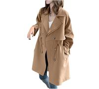 Trench Donna con Cappuccio Cappotto Doppiopetto Lungo Classico Antivento Piumino 100 Grammi Donna Spolverino Donna Giacca Imbottita In Cotone Leggero Primavera E Autunno Moda Donna