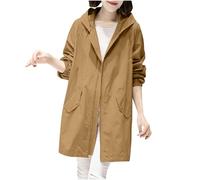 Trench Donna con Cappuccio Giacca a Maniche Lunghe Leggera e Traspirante Antivento Spolverino Donna Primavera Estate Cappotto Softshell da Donna Coat Calda con Tasche Autunno Moda