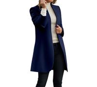 Trench Donna Rosso Cappotto di Lana da Donna Lunghezza Mezza Cappotto Lungo Inverno Caldo Outdoor Trench Basic Semplicità Monocolore Abbigliamento Donna Taglia Grande, blu, XL